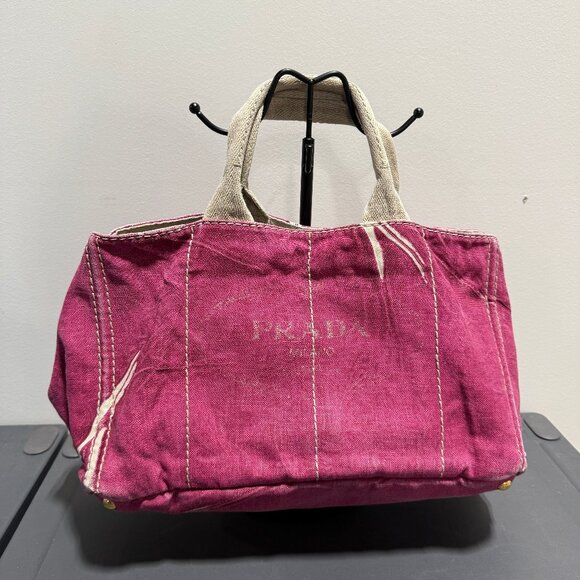 Prada Canapa Pink Canvas Handbag - Picture 1 of 4
